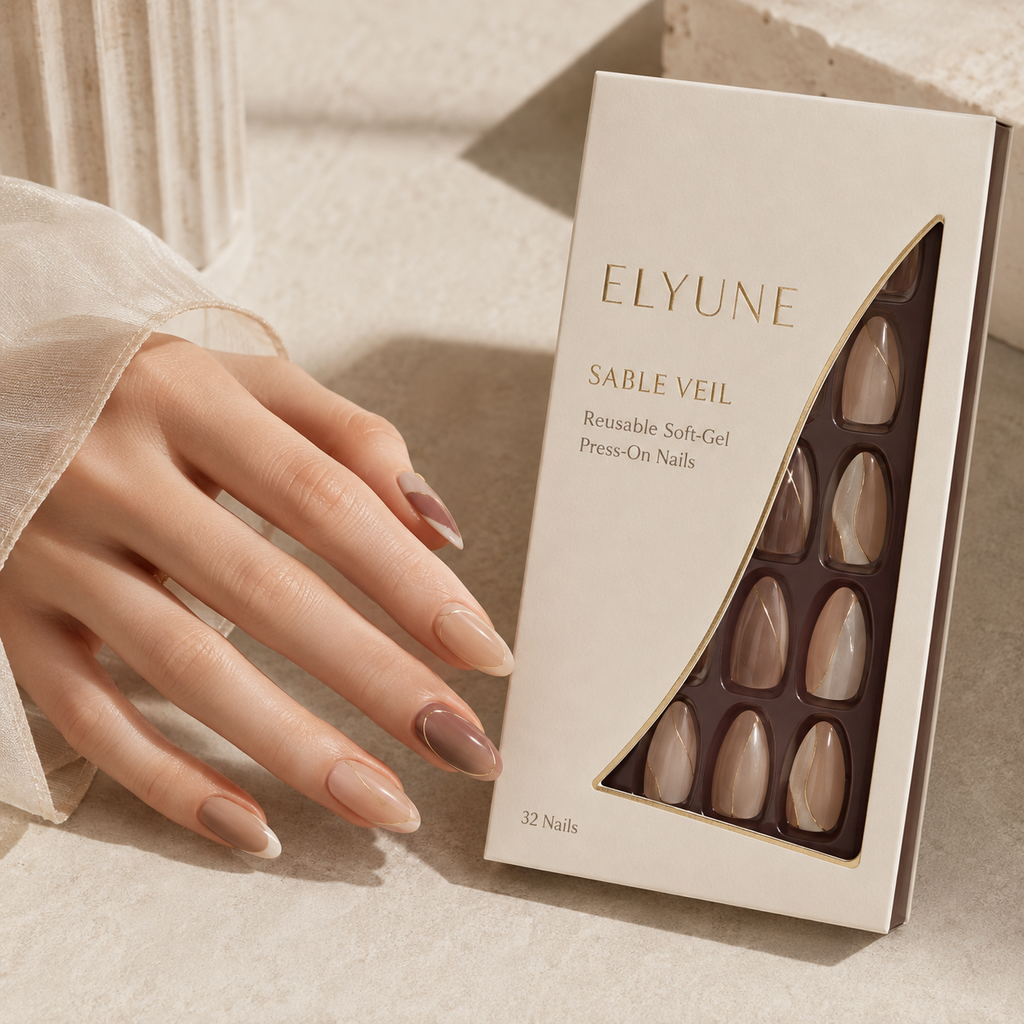 Sheer cocoa tones, porcelain accents and delicate champagne framing.