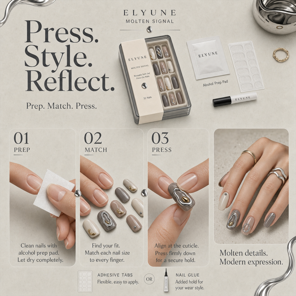 Molten Signal 3D Chrome Sculpted Soft-Gel Press-On Nails