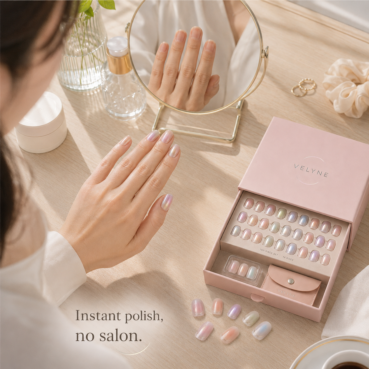 Aurora Veil Iridescent-Glow Soft-Gel Press-On Nails