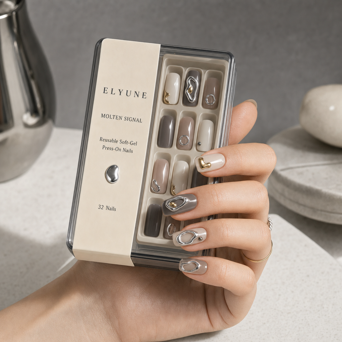 Molten Signal 3D Chrome Sculpted Soft-Gel Press-On Nails
