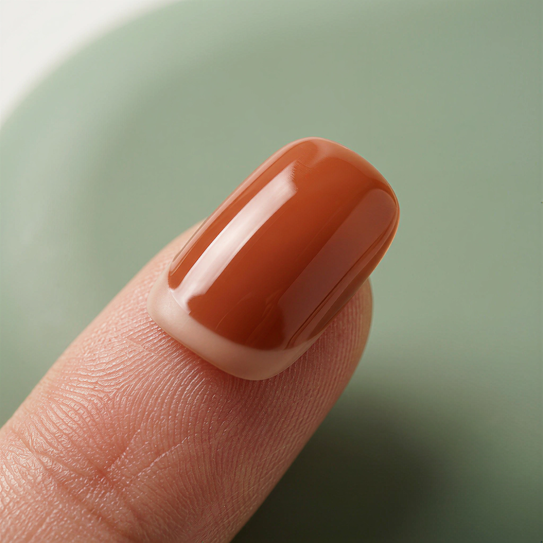 Terracotta Glaze Glossy Soft-Gel Press-On Nails