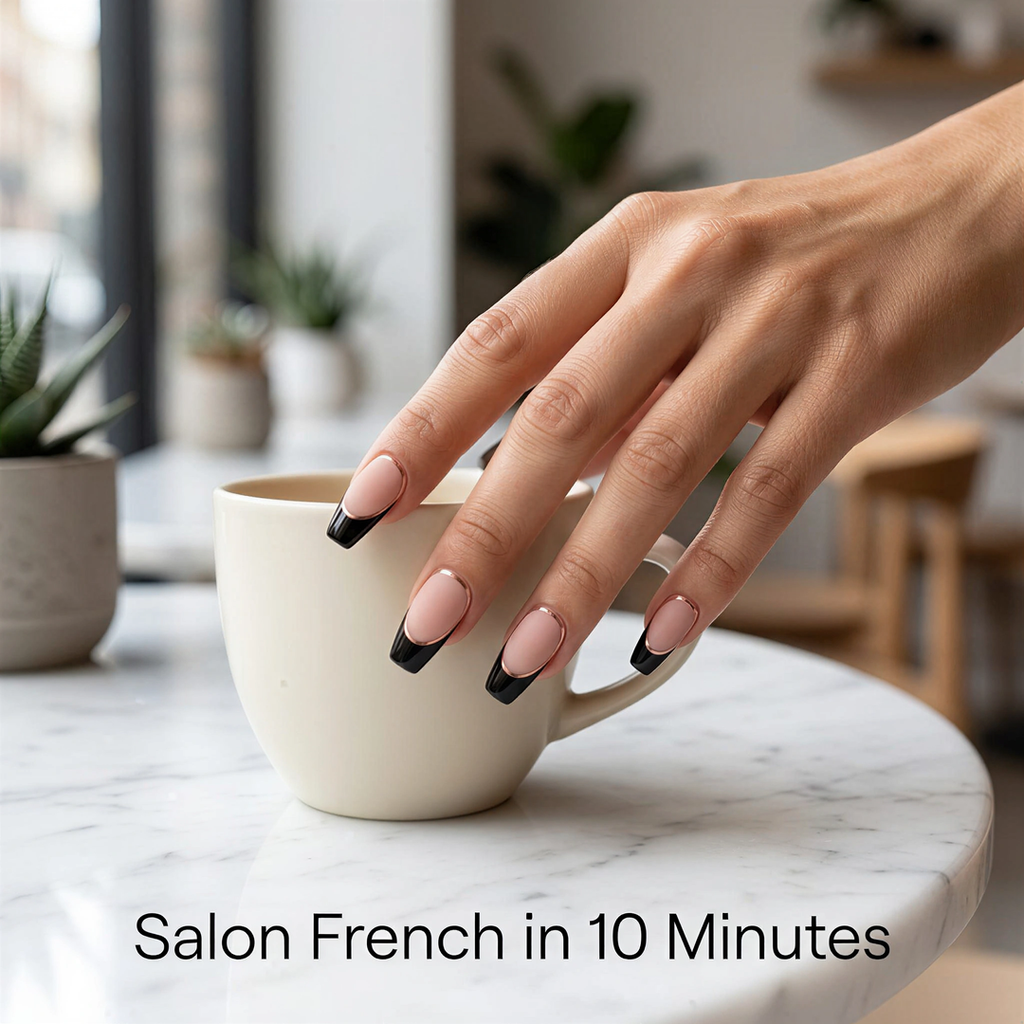 Midnight Blush Sculpted-French Soft-Gel Press-On Nails