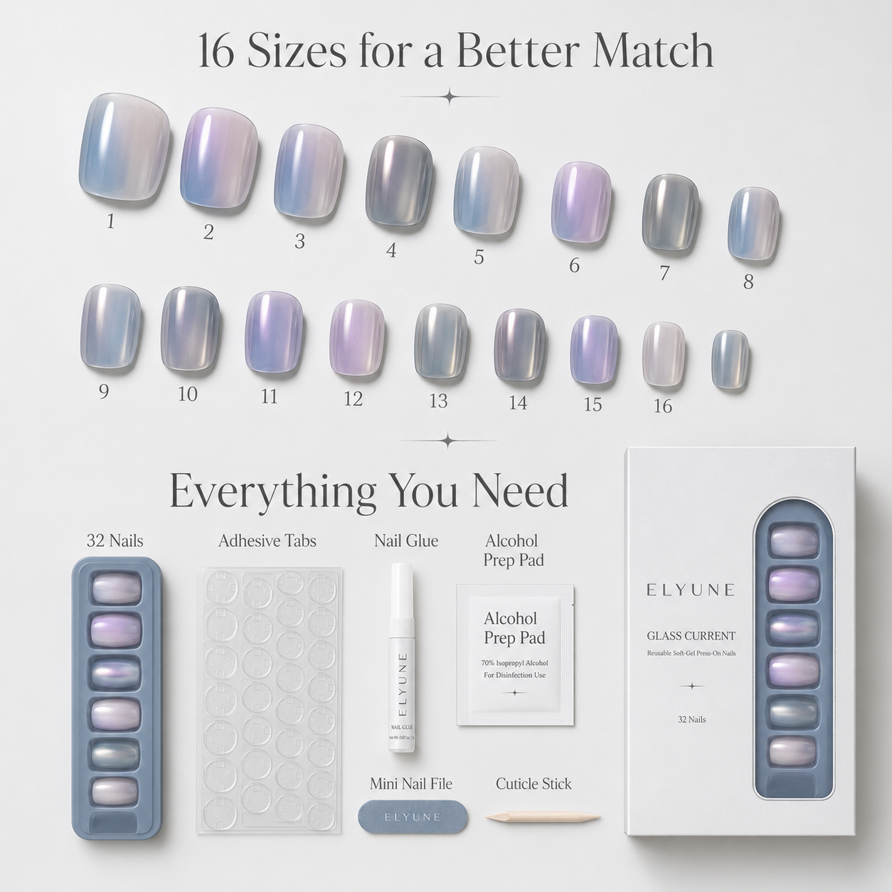 Glass Current Silk-Flash Soft-Square Press-On Nails