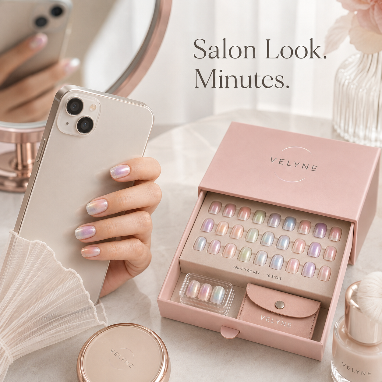 Aurora Veil Iridescent-Glow Soft-Gel Press-On Nails