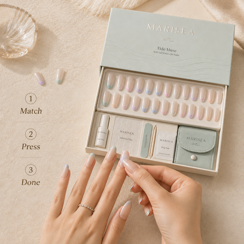 Tide Muse Pastel French Tip Soft-Gel Press-On Nails